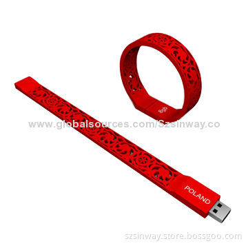 Bracelet USB Flash Drives with 2/4/8/16/32GB Flash Memory Capacity, CE, RoHS, FCC Marks